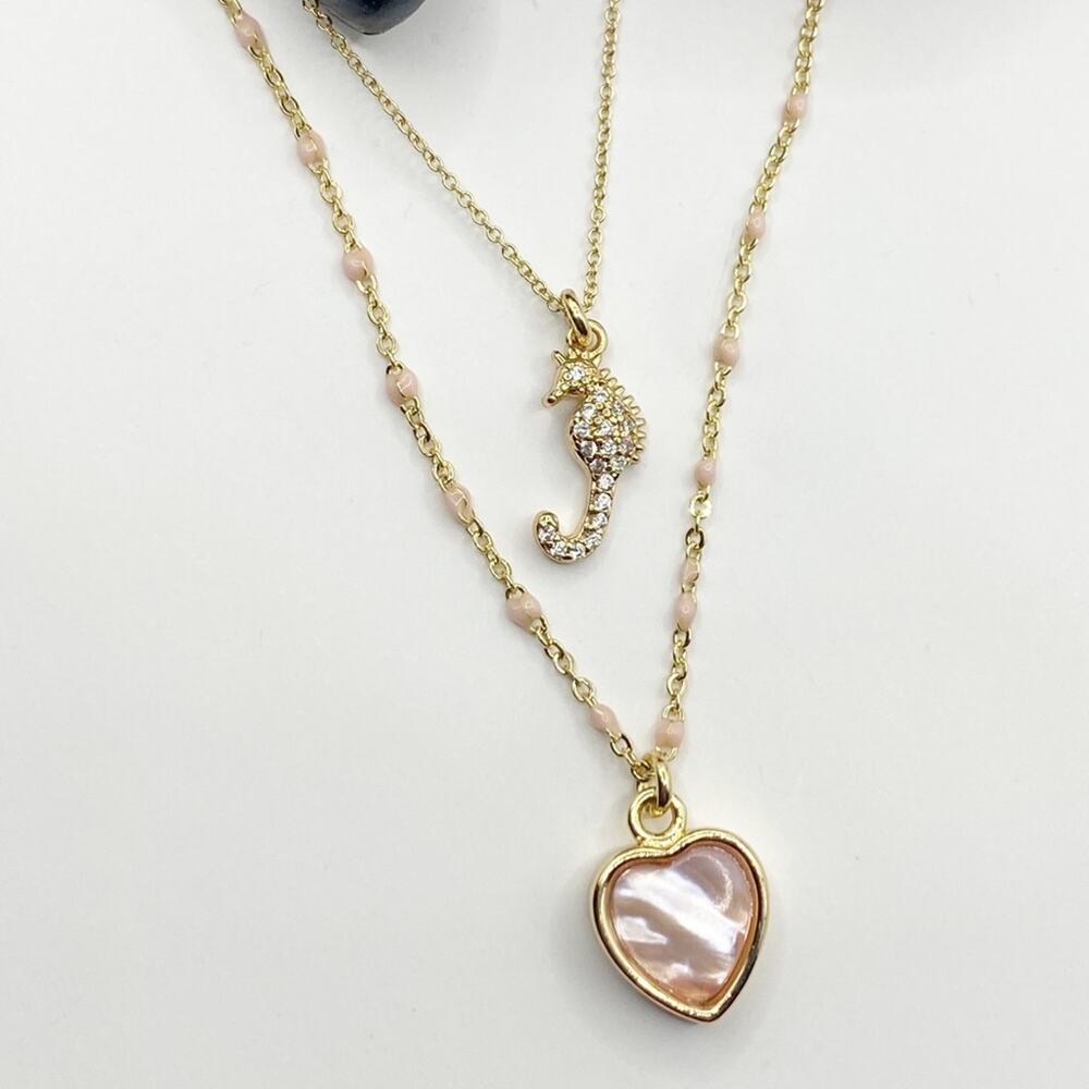 NEW FP x Luna Norte Seahorse And Mother Of Pearl Layering Necklace